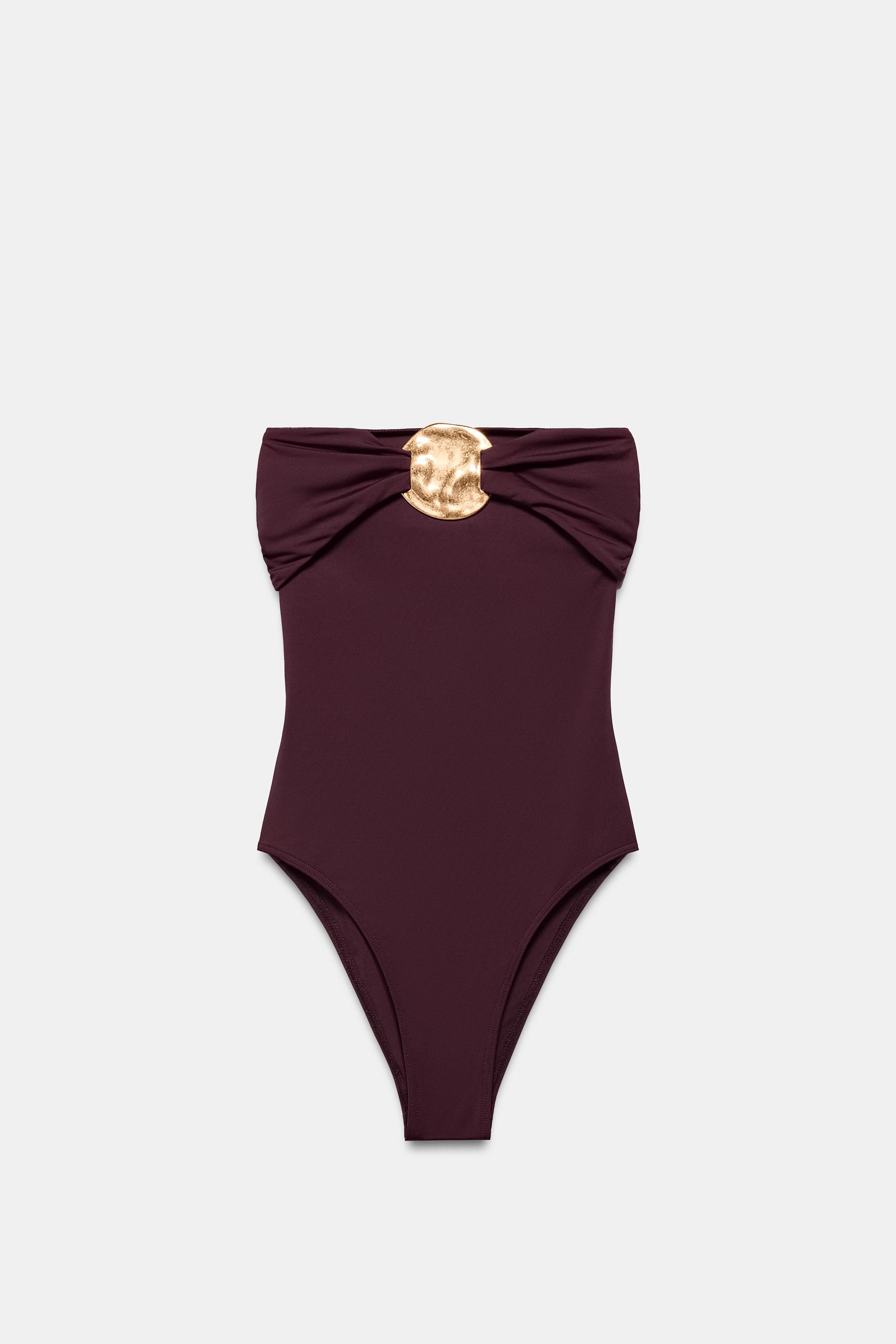 MAILLOT DE BAIN BANDEAU PIÈCE MÉTALLIQUE